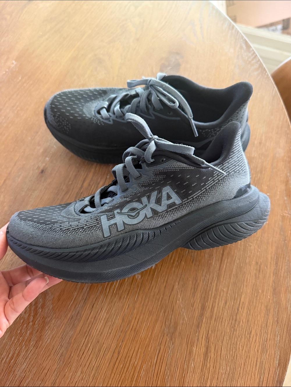 Hoka Kids Gray and Black Lightweight Running Sneakers